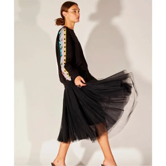 NWOT - Cynthia Rowley Black Gemma Sweatshirt LARGE | NO GEMS MISSING - Picture 2 of 10